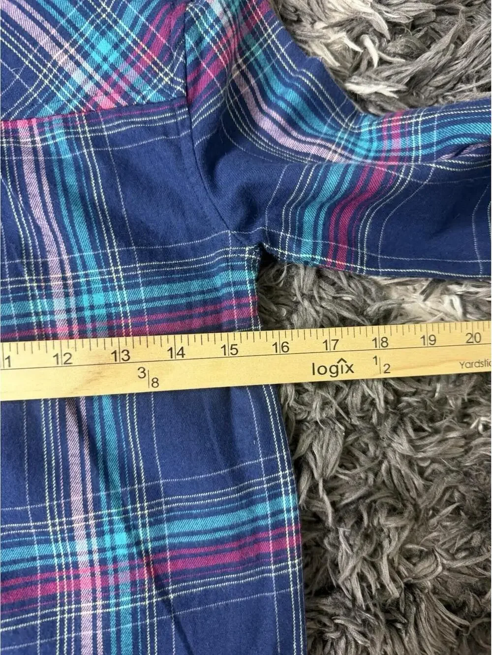 SO Goods For Life Plaid Flannel Shirt Girls Size Small 7 Blue Hooded Button Up